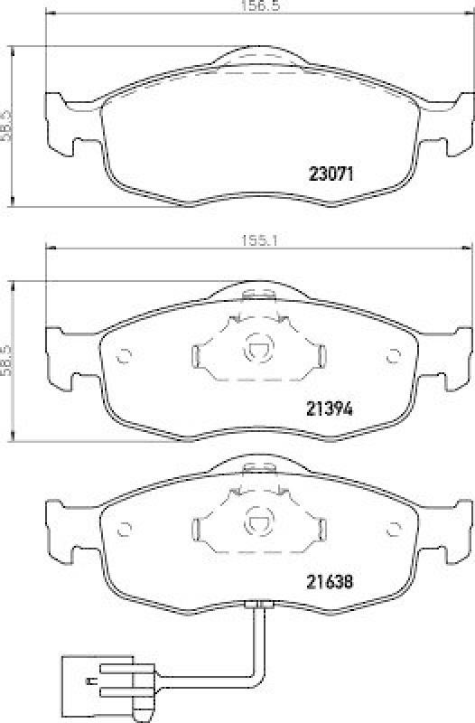 HELLA 8DB 355 007-751 Bremsbelagsatz, Scheibenbremsbelag für FORD