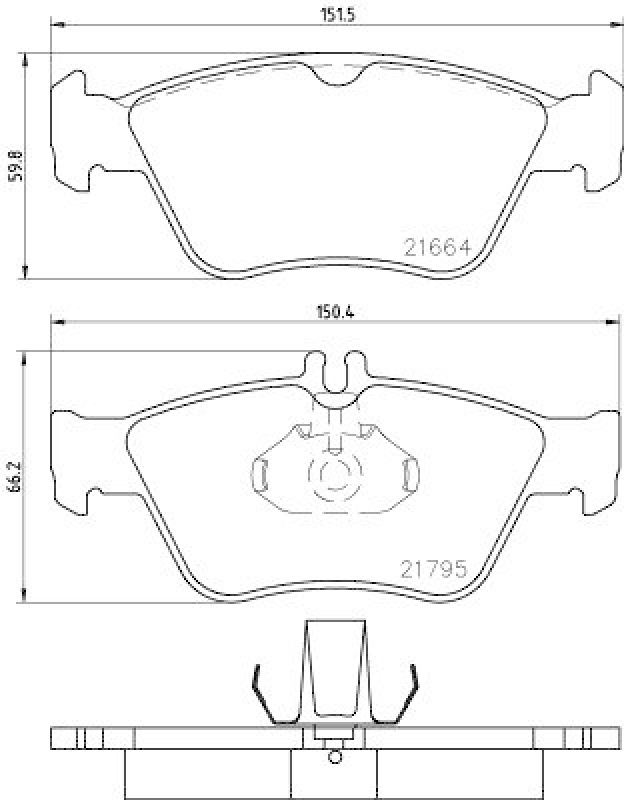 HELLA 8DB 355 007-831 Bremsbelagsatz, Scheibenbremsbelag für MB