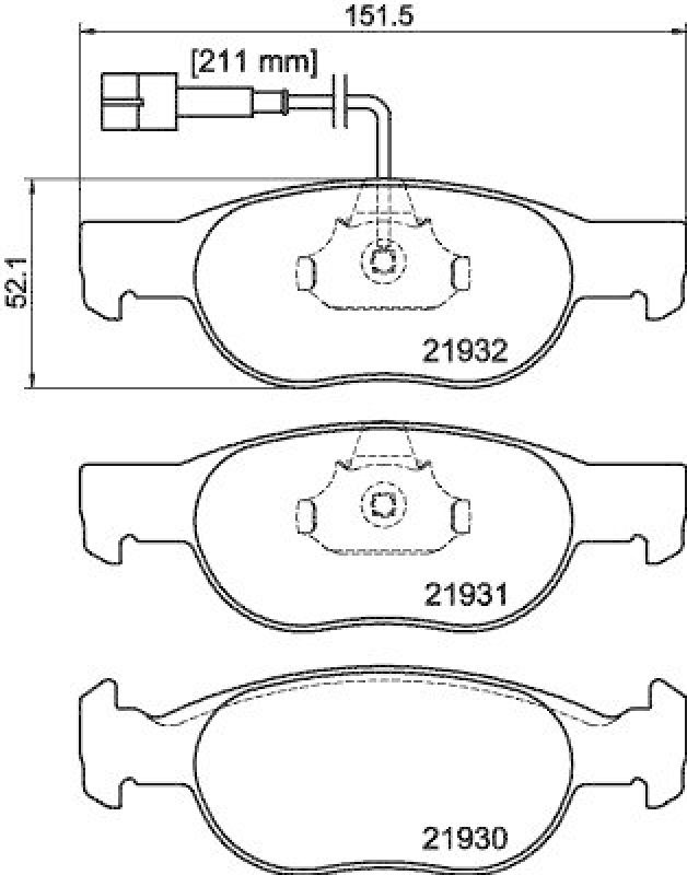 HELLA 8DB 355 007-921 Bremsbelagsatz, Scheibenbremsbelag für FIAT/LANCIA