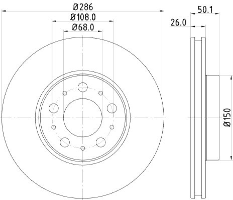 HELLA 8DD 355 107-051 Bremsscheibe für VOLVO