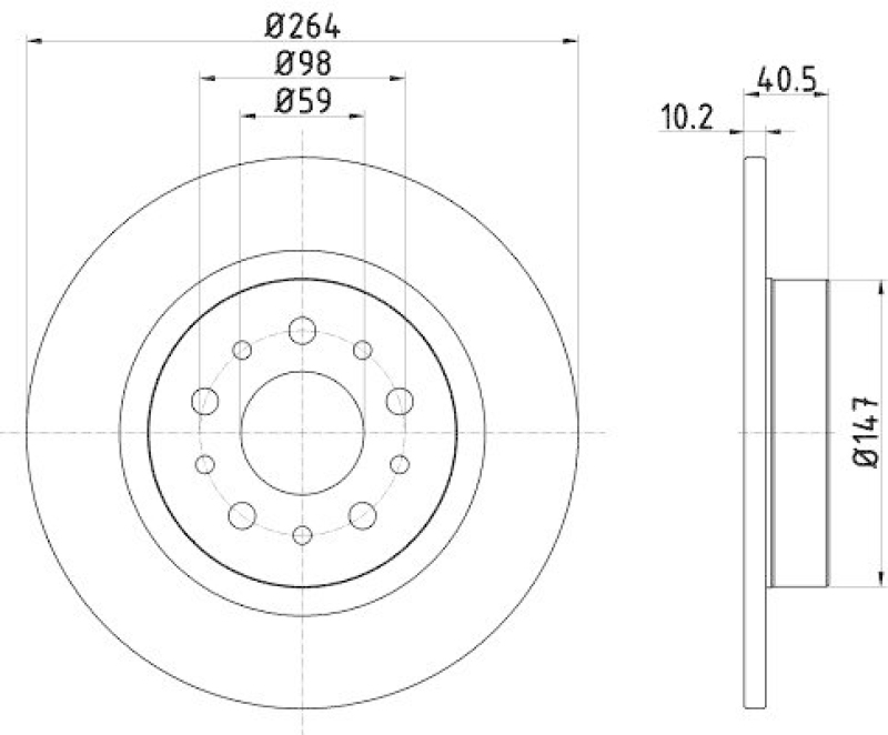 HELLA 8DD 355 120-931 Bremsscheibe für FIAT 500L (199_)