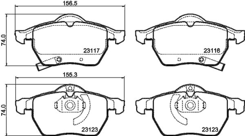 HELLA 8DB 355 008-141 Bremsbelagsatz, Scheibenbremsbelag für SAAB/OPEL