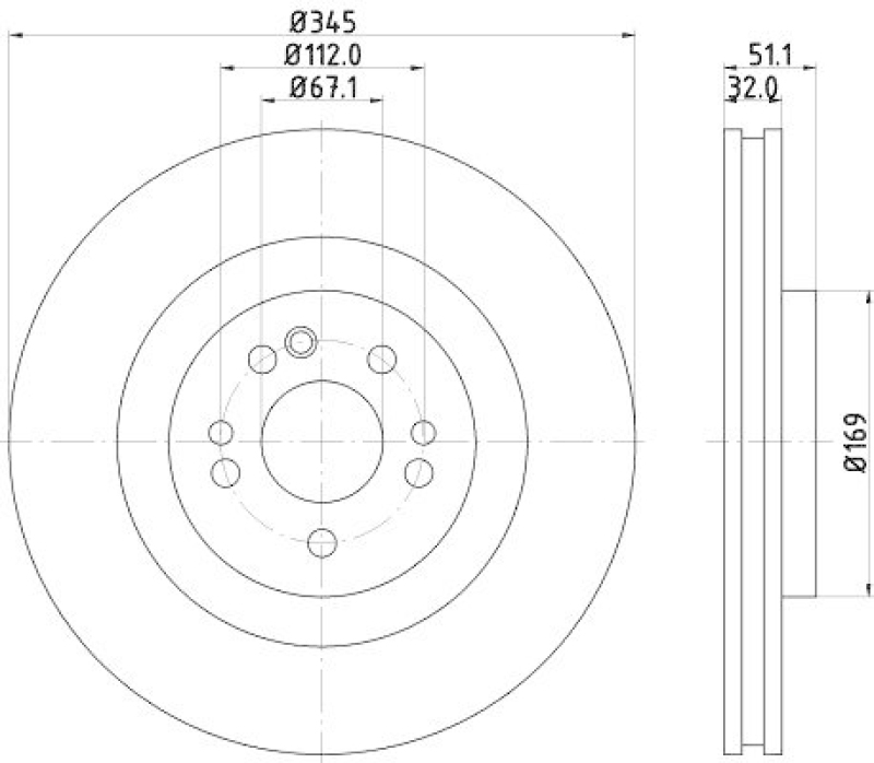 HELLA 8DD 355 107-221 Bremsscheibe für MB M-CLASS (W163)