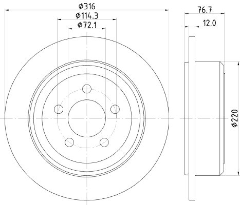 HELLA 8DD 355 122-221 Bremsscheibe für DODGE/JEEP