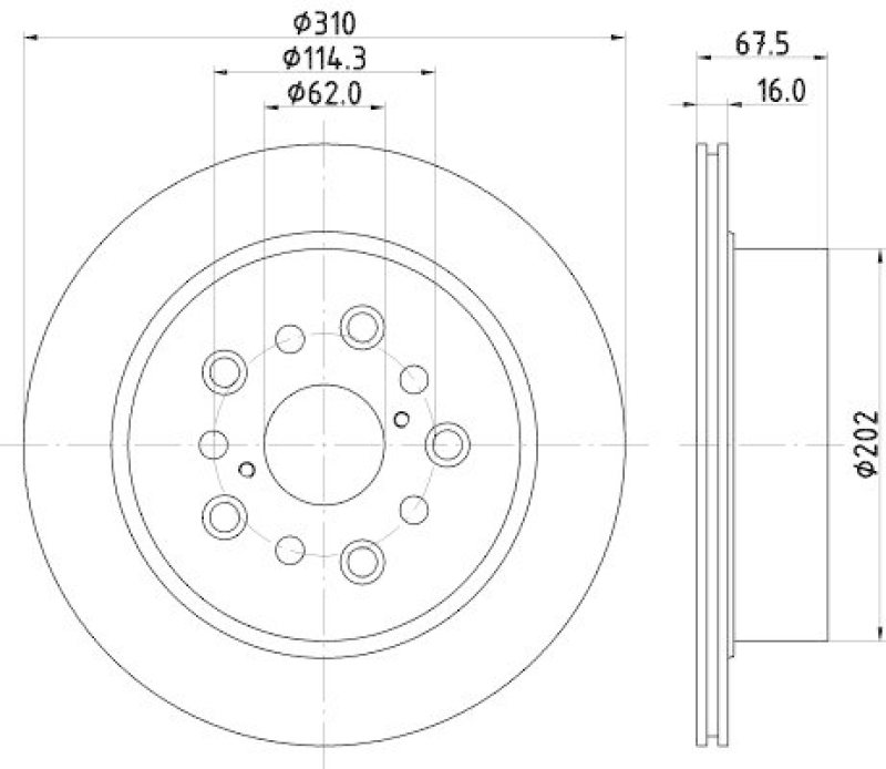 HELLA 8DD 355 122-231 Bremsscheibe, Ø 310 mm für LEXUS LS (UCF30)