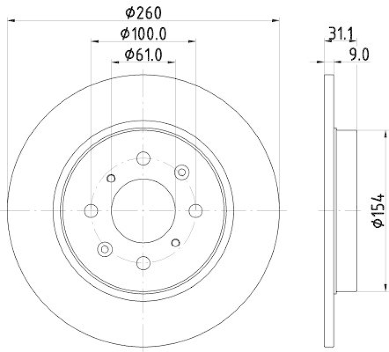 HELLA 8DD 355 122-531 Bremsscheibe für HONDA INSIGHT (ZE_)