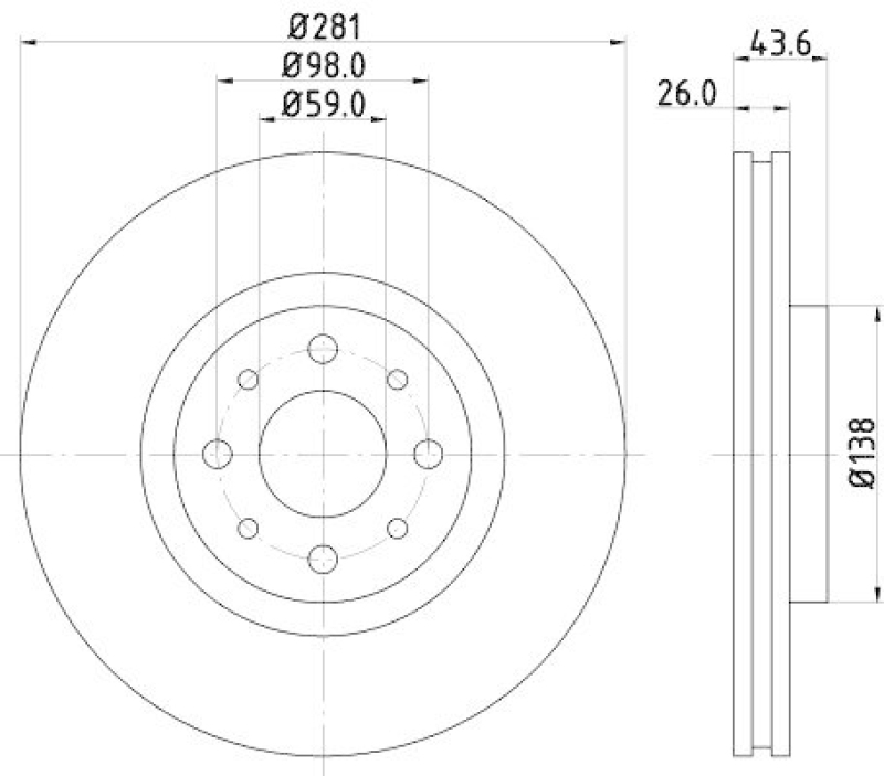 HELLA 8DD 355 107-831 Bremsscheibe für FIAT/ALFA/LANCIA