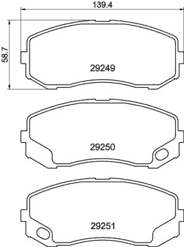 HELLA 8DB 355 005-581 Bremsbelagsatz, Scheibenbremsbelag für MITSU. CANTER