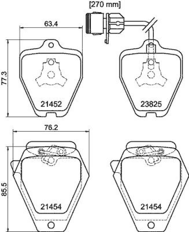 HELLA 8DB 355 008-781 Bremsbelagsatz, Scheibenbremsbelag für AUDI