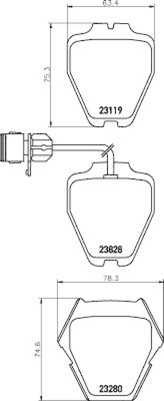 HELLA 8DB 355 008-791 Bremsbelagsatz, Scheibenbremsbelag für AUDI