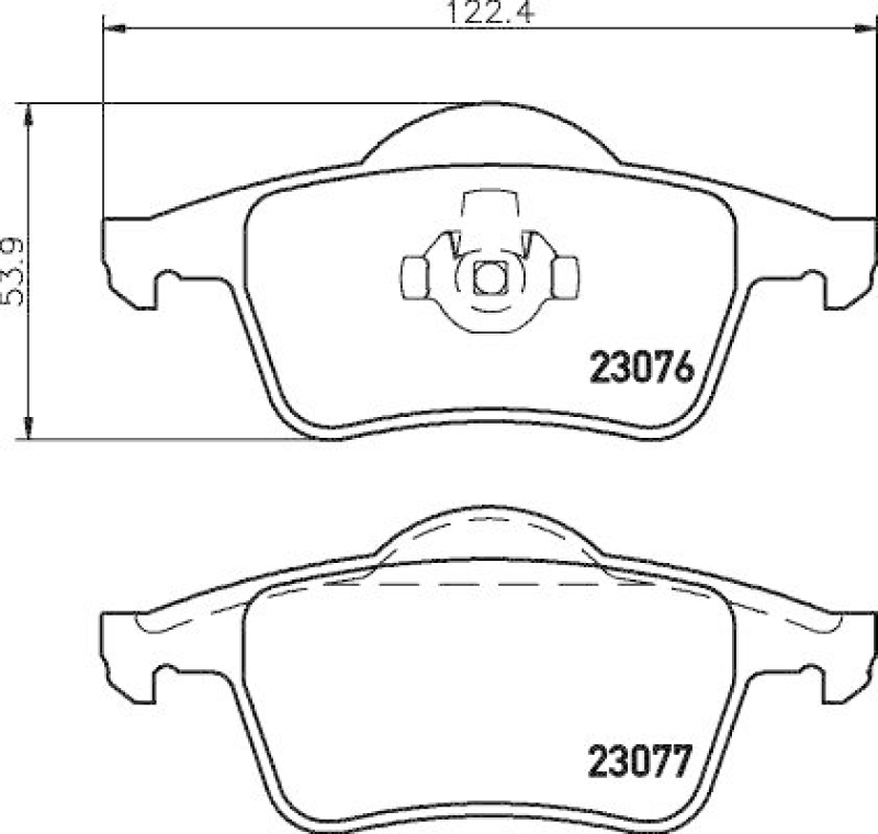 HELLA 8DB 355 008-871 Bremsbelagsatz, Scheibenbremsbelag für VOLVO