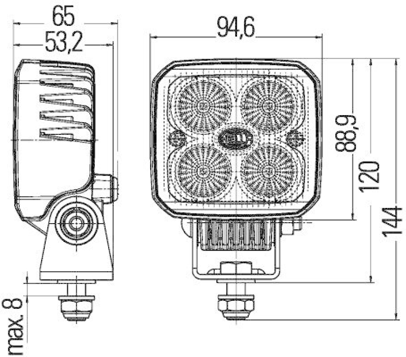 HELLA 1GA 996 284-011 AScheinwerfer Q90 Compact LED