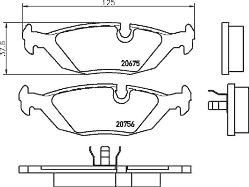 HELLA 8DB 355 006-041 Bremsbelagsatz, Scheibenbremsbelag für BMW