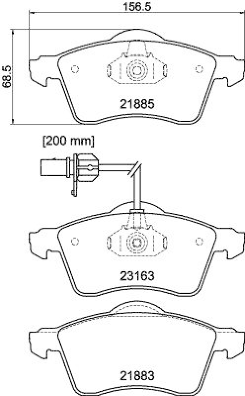 HELLA 8DB 355 008-931 Bremsbelagsatz, Scheibenbremsbelag für VW