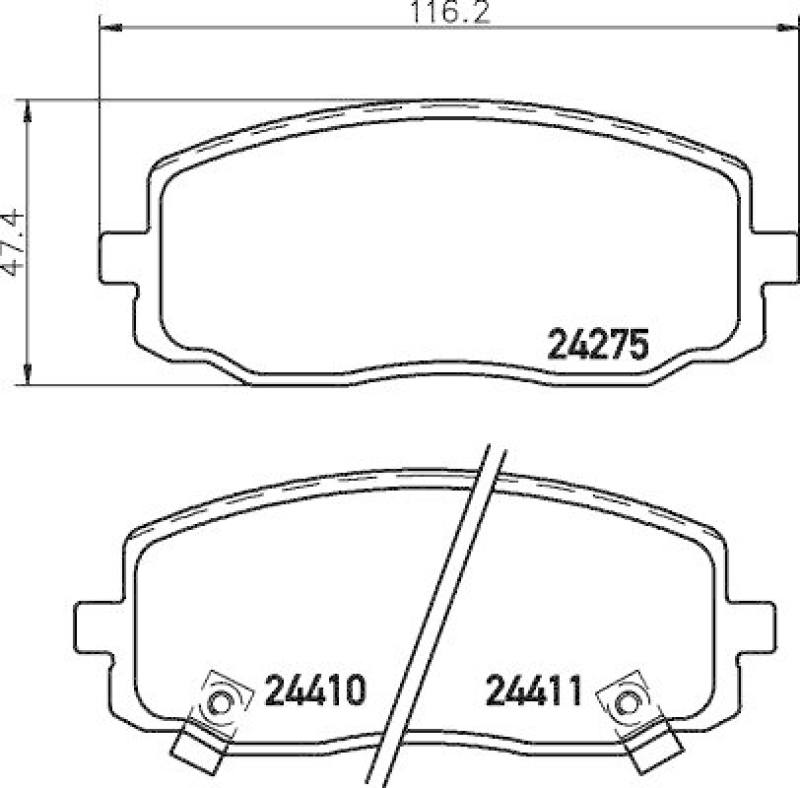 HELLA 8DB 355 006-571 Bremsbelagsatz, Scheibenbremsbelag für KIA/HYUNDAI