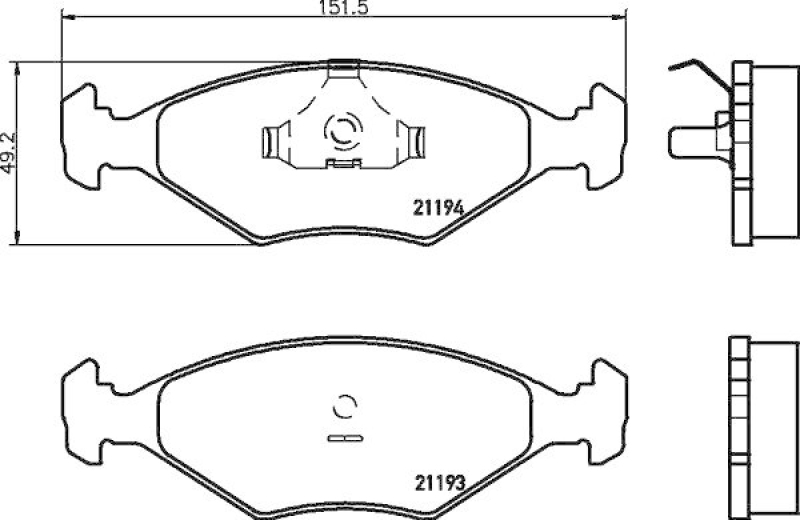 HELLA 8DB 355 007-441 Bremsbelagsatz, Scheibenbremsbelag für FIAT