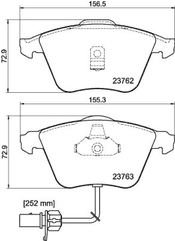 HELLA 8DB 355 009-141 Bremsbelagsatz, Scheibenbremsbelag für AUDI