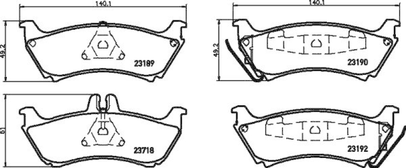 HELLA 8DB 355 009-241 Bremsbelagsatz, Scheibenbremsbelag für MB M-CLASS (W163)