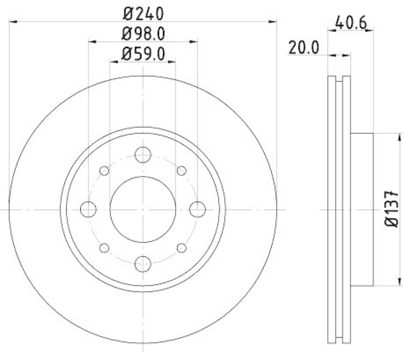 HELLA 8DD 355 109-121 Bremsscheibe 54180PRO