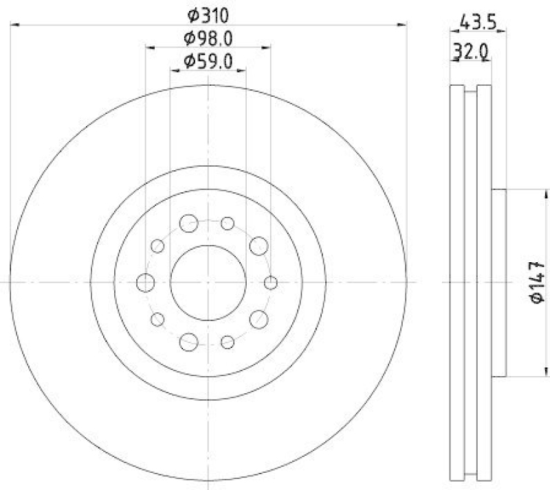 HELLA 8DD 355 109-131 Bremsscheibe 54181