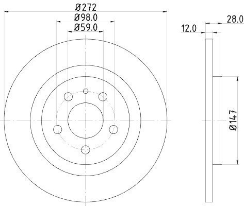 HELLA 8DD 355 109-151 Bremsscheibe 54182PRO