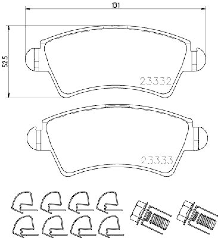 HELLA 8DB 355 009-871 Bremsbelagsatz, Scheibenbremsbelag für P.S.A