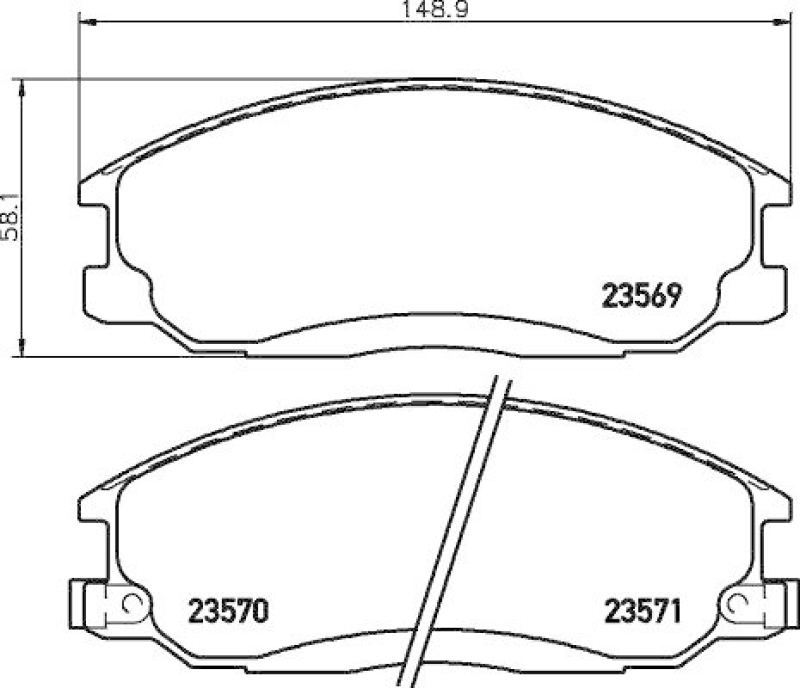 HELLA 8DB 355 009-991 Bremsbelagsatz, Scheibenbremsbelag für HYUNDAI/SSANGYONG