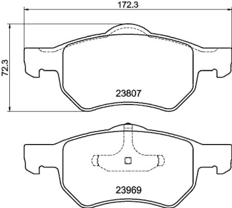 HELLA 8DB 355 010-641 Bremsbelagsatz, Scheibenbremsbelag für CHRYSLER