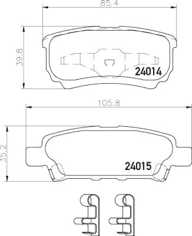 HELLA 8DB 355 010-811 Bremsbelagsatz, Scheibenbremsbelag für MITSU./DODGE/JEEP/...