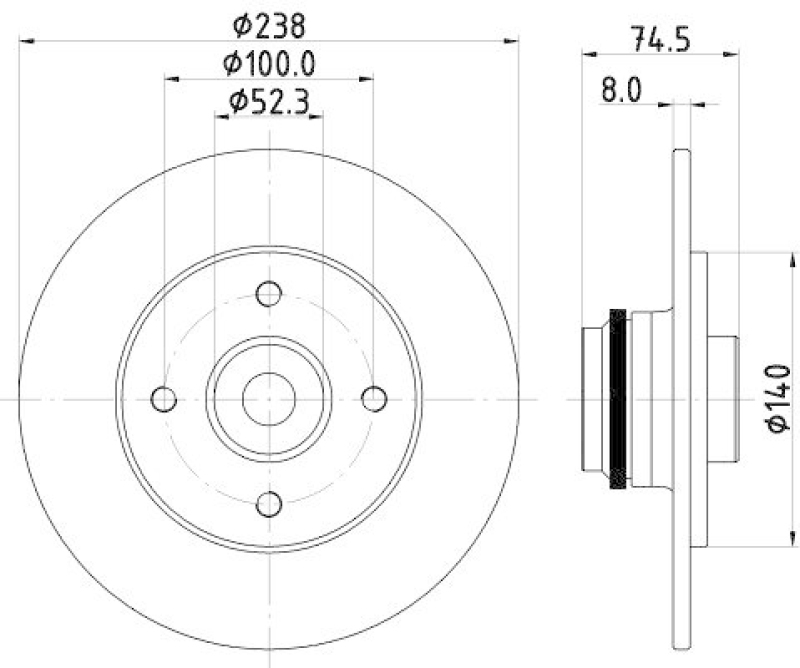 HELLA 8DD 355 125-161 Bremsscheibe für RENAULT