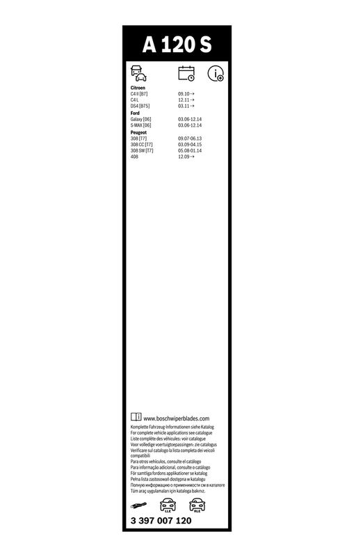 B-Ware BOSCH 3 397 007 120 Wischblatt A120S Aerotwin Scheibenwischer 750/650 mm vorne