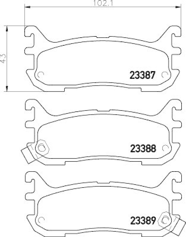 HELLA 8DB 355 009-911 Bremsbelagsatz, Scheibenbremsbelag für MAZDA