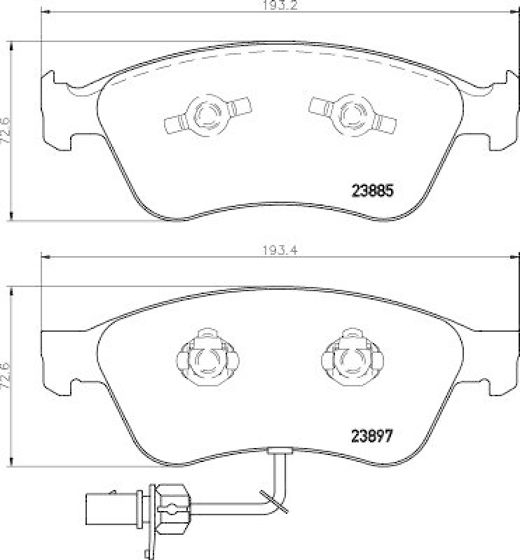 HELLA 8DB 355 011-021 Bremsbelagsatz, Scheibenbremsbelag für AUDI