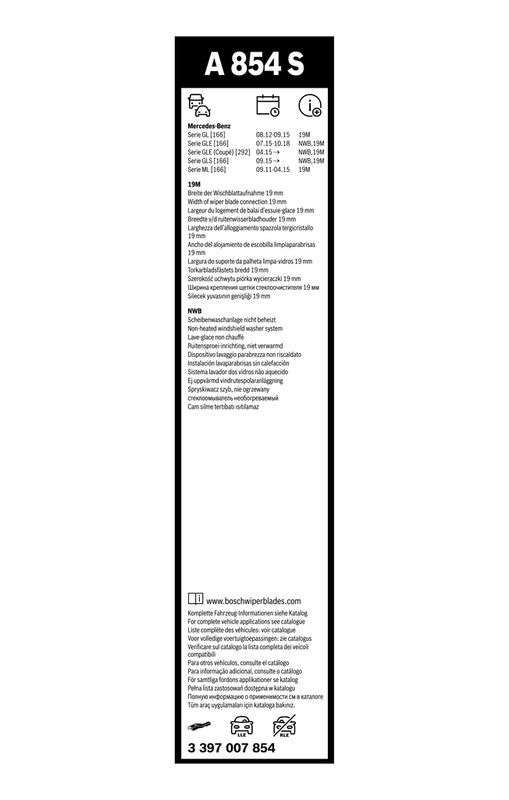 B-Ware BOSCH 3 397 007 854 Wischblatt A854S Aerotwin Scheibenwischer 650/575 mm vorne