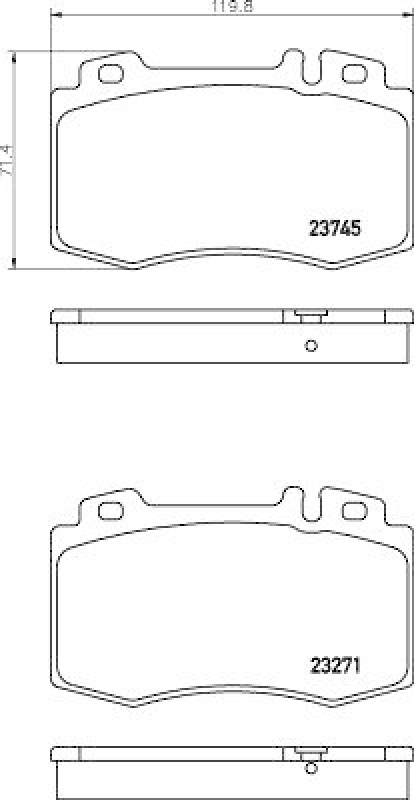 HELLA 8DB 355 010-101 Bremsbelagsatz, Scheibenbremsbelag für MB