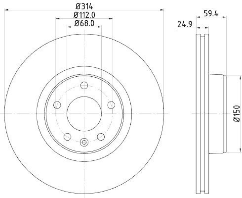 HELLA 8DD 355 111-121 Bremsscheibe 54322PRO