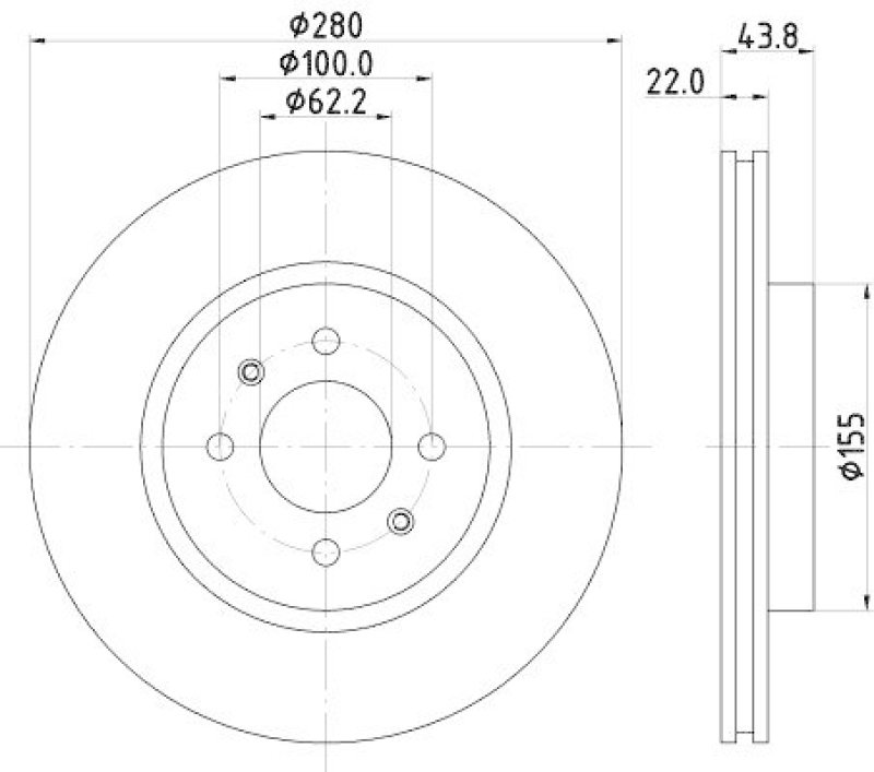 HELLA 8DD 355 125-501 Bremsscheibe für HYUNDAI