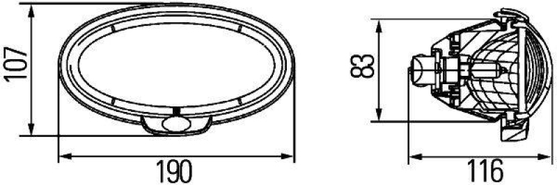 HELLA 1GB 996 186-061 AScheinwerfer Oval 90 Halogen