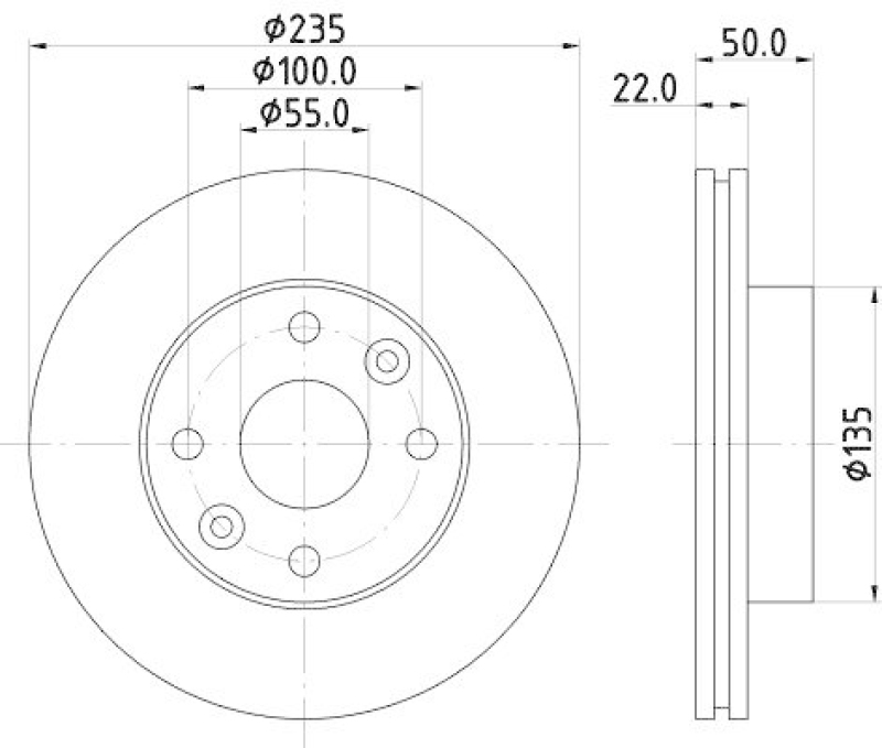 HELLA 8DD 355 125-531 Bremsscheibe für KIA