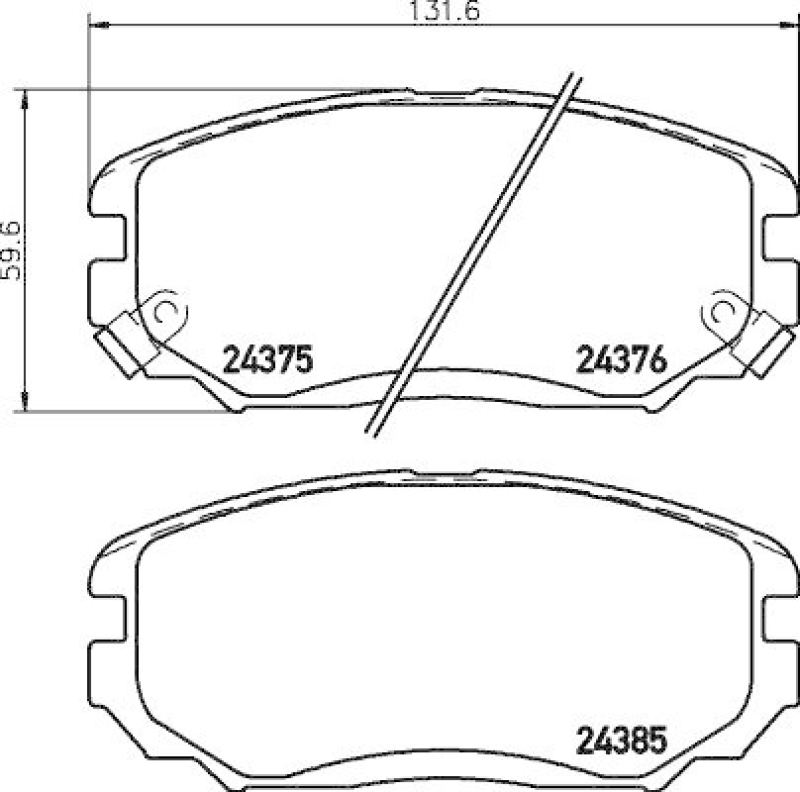 HELLA 8DB 355 012-461 Bremsbelagsatz, Scheibenbremsbelag für HYUNDAI