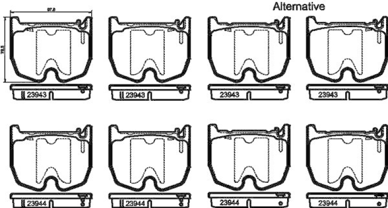 HELLA 8DB 355 010-381 Bremsbelagsatz, Scheibenbremsbelag für MB