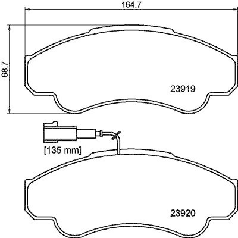 HELLA 8DB 355 010-401 Bremsbelagsatz, Scheibenbremsbelag für FIAT/P.S.A