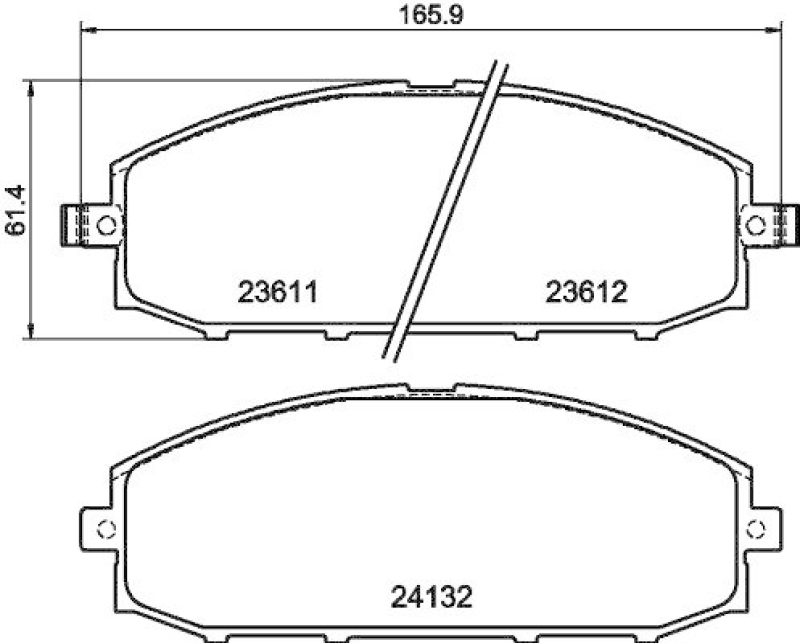 HELLA 8DB 355 010-511 Bremsbelagsatz, Scheibenbremsbelag für NISSAN