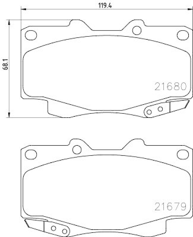 HELLA 8DB 355 013-481 Bremsbelagsatz, Scheibenbremsbelag für TOYOTA