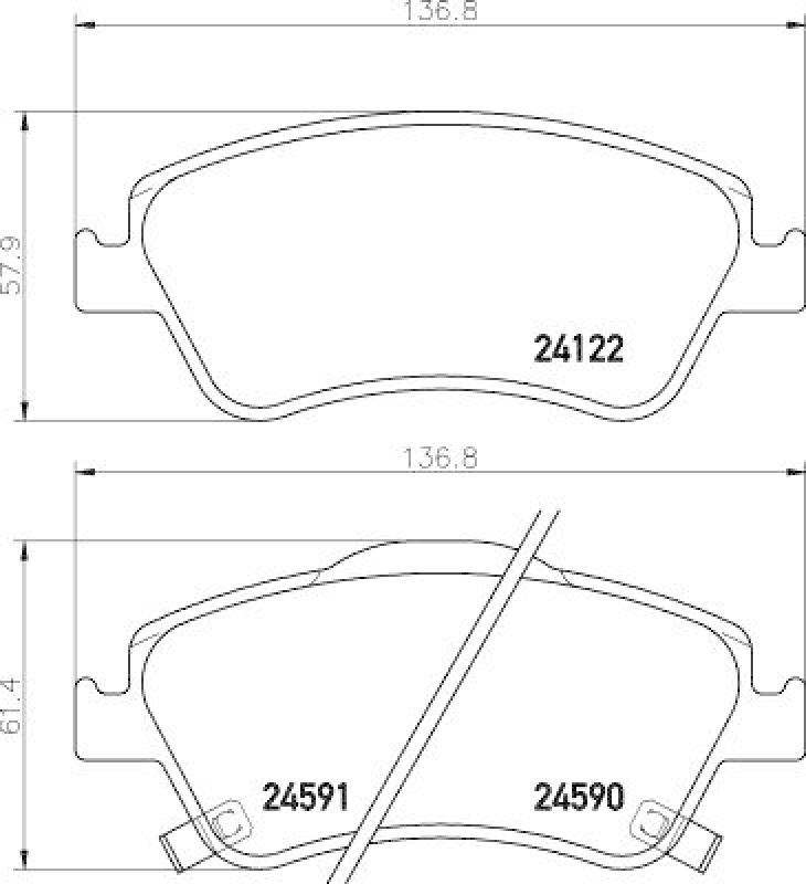 HELLA 8DB 355 013-561 Bremsbelagsatz, Scheibenbremsbelag für TOYOTA AURIS