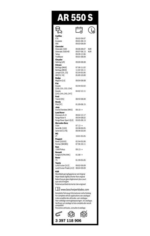 B-Ware BOSCH 3 397 118 906 Wischblatt AR550S Aerotwin Scheibenwischer 550/530 mm vorne
