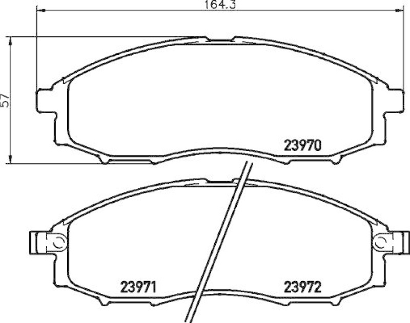 HELLA 8DB 355 010-671 Bremsbelagsatz, Scheibenbremsbelag für NISSAN