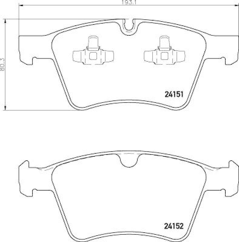 HELLA 8DB 355 014-191 Bremsbelagsatz, Scheibenbremsbelag für MB