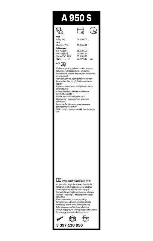 B-Ware BOSCH 3 397 118 950 Wischblatt A950S Aerotwin Scheibenwischer 700/700 mm vorne