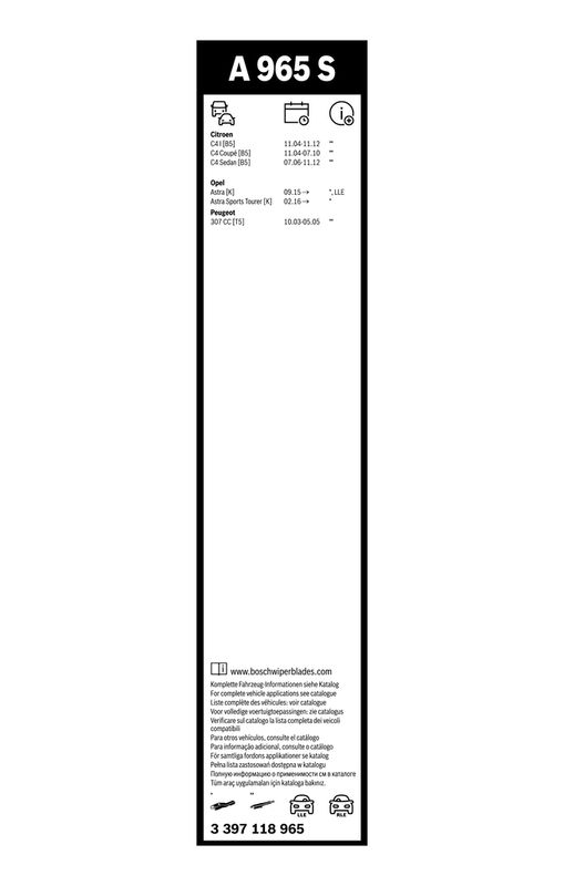 B-Ware BOSCH 3 397 118 965 Wischblatt A965S Aerotwin Scheibenwischer 700/600 mm vorne